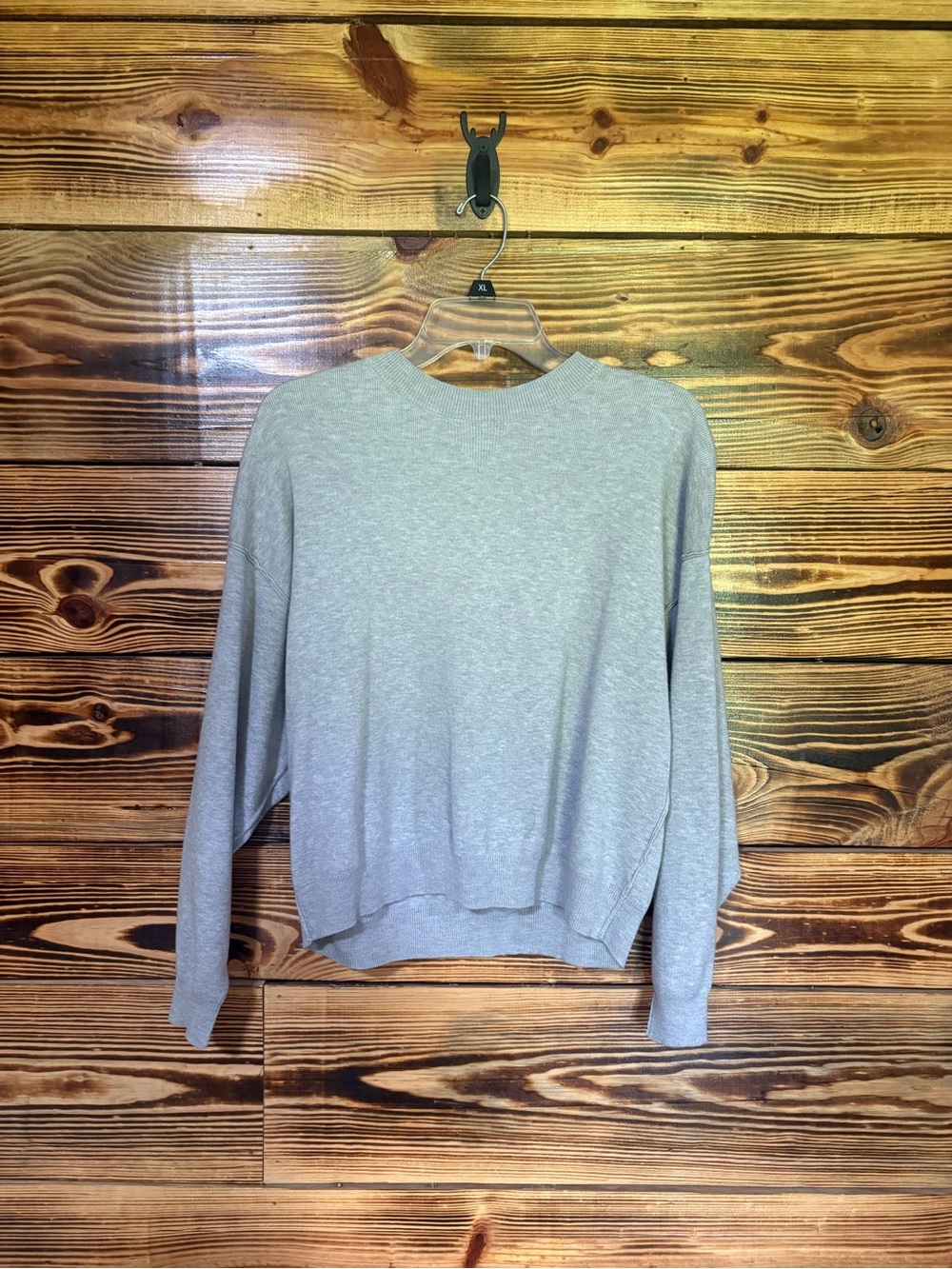 Gray SCOOP Woman Lightweight Long Sleeve Crewneck Sweater - Soft Knit